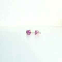14kgf アフリカ産希少ピンクサファイア　3ｍｍ　ピアスセット