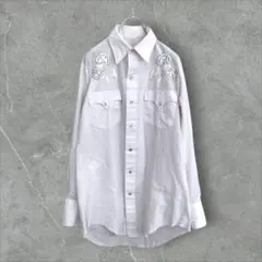 【k7888】希少USA古着80s90s長袖ウエスタンシャツ刺繍デザイン薔薇花柄