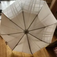 バーバリー　チェック柄　雨傘　 ベージュ　ワンタッチ　全長約90 cm