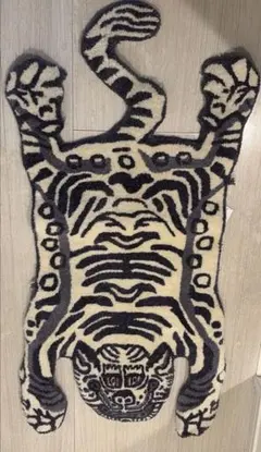 タイガーラグ マット アニマルラグ ホワイト 虎 カーペット 100×150cm