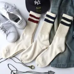 【新品3足セット】ローゲージ ヘビーパイル メンズソックス ナチュラルライン