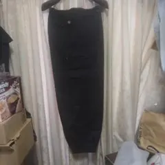 未使用品に近い　作業下衣　ブラックカーゴパンツ サイドポケット付　85cm