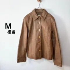 ヴィンテージ古着 M相当 本革 シープスキン ジャケット 羊革 ライトブラウンのサムネイル