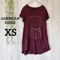 アメリカンイーグル カットソー 丸首 半袖 前後差 月 XS 臙脂のサムネイル