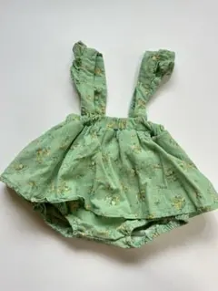 tete a tete 花柄 緑色 サロペット