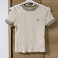 GAP リブ編み 半袖Tシャツ クリーム色