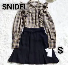 【新品タグ付き】SNIDEL ミニワンピース チェック柄フリル 襟長袖ワンピース
