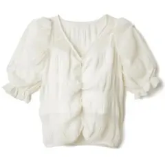 【GRL】インナー付抑揚シアーフロントギャザートップス