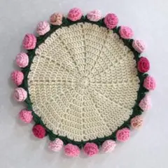 ブーケ　コースター　ブランケット　花束ブランケット　バラ　編み物　かぎ針編み