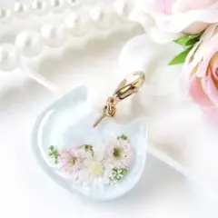 ハンドメイド レジン ドライフラワー ヘアゴム ネコ 大人かわいい