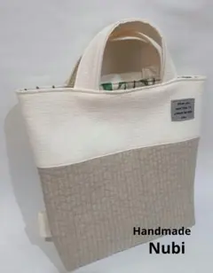 ヌビバッグ　韓国Nubi　ハンドメイド　ホワイト　チューリップ　ツートン
