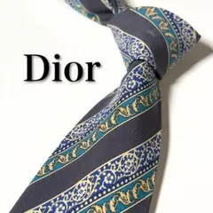 【美品】 Dior ディオール ブルー系 ネクタイ ストライプ柄