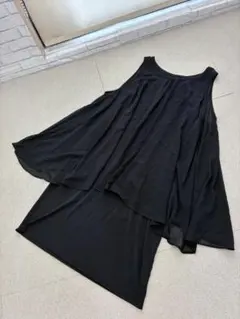 L06386)DAMA ダーマ シフォン ワンピース ノースリーブ ドレス　LLのサムネイル