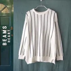 美品　BEAMS HEART／ビームスハート★　ストライプ　薄手ニットセーター