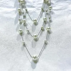 フェイクパール3連ネックレス