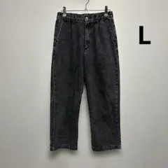 ハイウエスト ブラックグレーデニム パンツ　レディース L