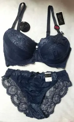 ECLAT PARIS ブラショーツ 上下セット 大きいサイズ 紺 レース 新品