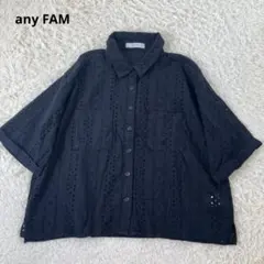 any FAM エニィファム カットワークレース 総柄トップス 半袖 ブラックFのサムネイル