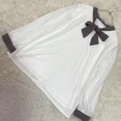 UNTITLED タイ付きブラウス ホワイト M オフィス リボン キレイめ