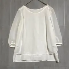 ロペピクニック　レイヤード シアーブラウス　美品　七分袖　白　38 / M