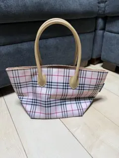 BURBERRY　チェック柄トートバッグ 　ピンク