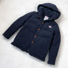 ダントン×ビームス ウールモッサダウンジャケット　36 ネイビー　ロゴ　2way