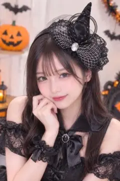 ハロウィン 魔女の帽子 カチューシャ コスプレ　 ブラック