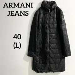 アルマーニジーンズ ロングダウンコート 黒 ダブルジップ Aライン 40のサムネイル
