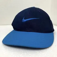 【y2k 】Nike スウッシュ　ベースボールキャップ ネイビーブルー 90's