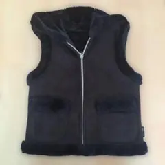 COMME CA ISM フード付きムートン調ベスト 100A ネイビー