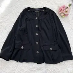 【美品】バーバリーロンドン カシミヤ混 ノーカラー ぺプラム ジャケット 40のサムネイル