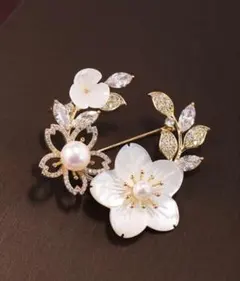 桜ブローチ パール風 フォーマル 卒入学