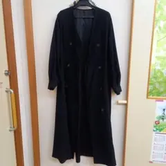 ブラック ダブルブレスト ロングコート