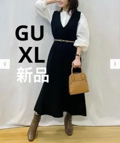 【～11/30迄値引】 新品 GU マーメイドニットジャンパードレス 黒 XL