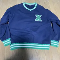 ネイビー Vネック スウェット Xロゴのサムネイル