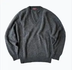 【アンゴラ】 Vネック ニット used 古着　グレー