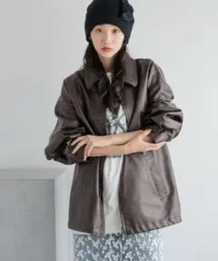 ❣️美品❣️ LOWRYSFARM レザードロストＺＩＰブルゾン ブラウン フリー