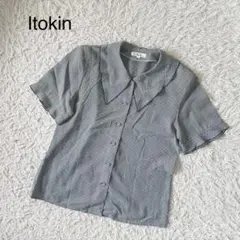 【Itokin Blouse Felliciana】半袖チェック柄シャツ　フリルのサムネイル