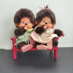 ふたごのモンチッチ ベンチ　1974年　日本製　monchhichi　セキグチ ふたごのモンチッチ ベンチ 1974年 日本製 monchhichi セキグチ - メルカリ