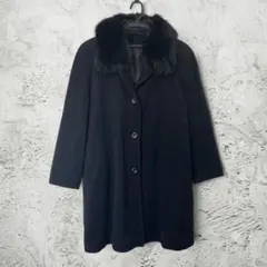 ウール ロングコート アンゴラ混 ファー vintage 레트로 깨끗한