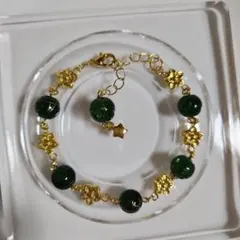 ハンドメイド グリーンビーズ ブレスレット