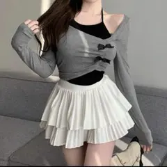 SHEIN DAZY レディースカラーブロックアシンメトリーネックラインのサムネイル