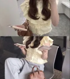sovisoon sherbet tulle frill blouse pink - メルカリ