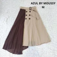 【アズールバイマウジー】ロングスカート　プリーツ　切替デザイン　アシメ　異素材