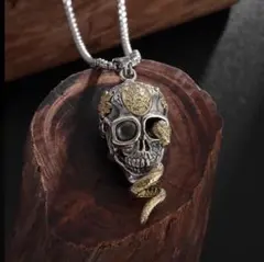 シルバー ネックレス スカル ドクロ レトロ 蛇 アクセサリー 海外 おしゃれ