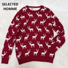 SELECTED HOMME メンズ トナカイ柄 赤 ニットセーター L