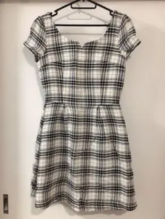 ロイヤルパーティー☆白黒チェックワンピース☆背中開き