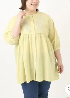 eur3 イエロー　インド綿　刺繍チュニック　サイズ２のサムネイル