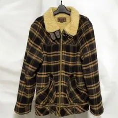 GOWEST ゴーウエストボアジャケット 黒茶チェック メンズMサイズ 冬服上着