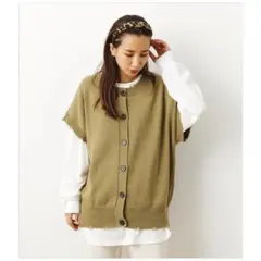 RODEOCROWNS 2way ダメージニットベスト　カーキ